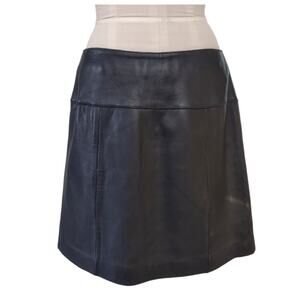 VALERIE STEVENS Vintage Black Leather Mini Skirt Plus Sz 16 A-line Dressy Career